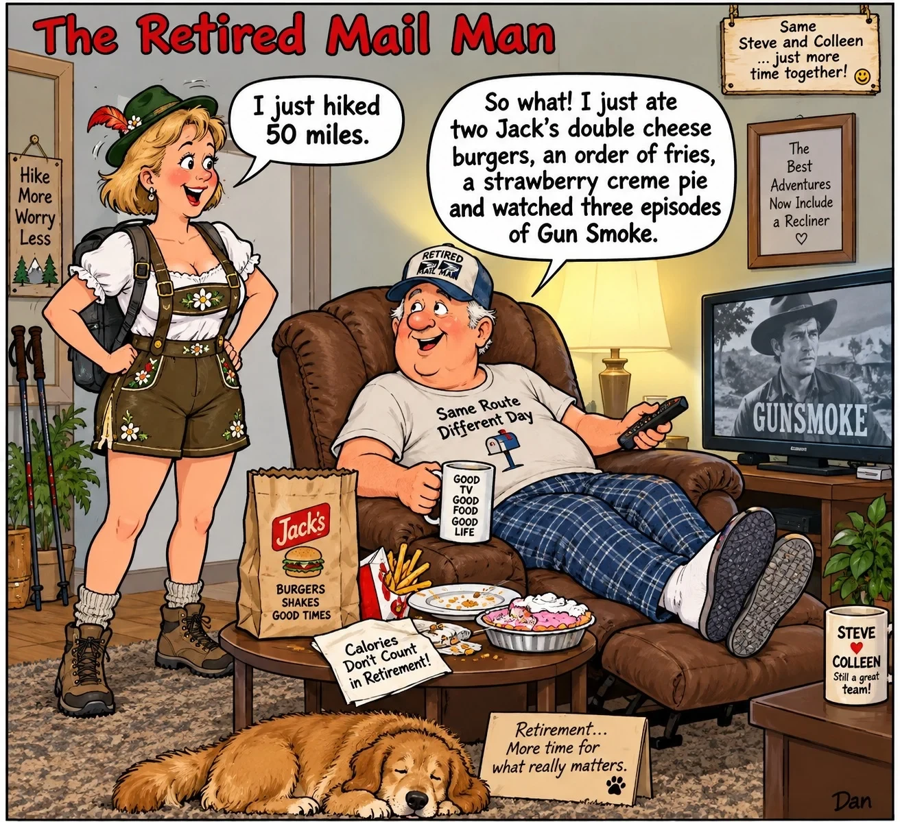 The Retired Mail Man cartoon