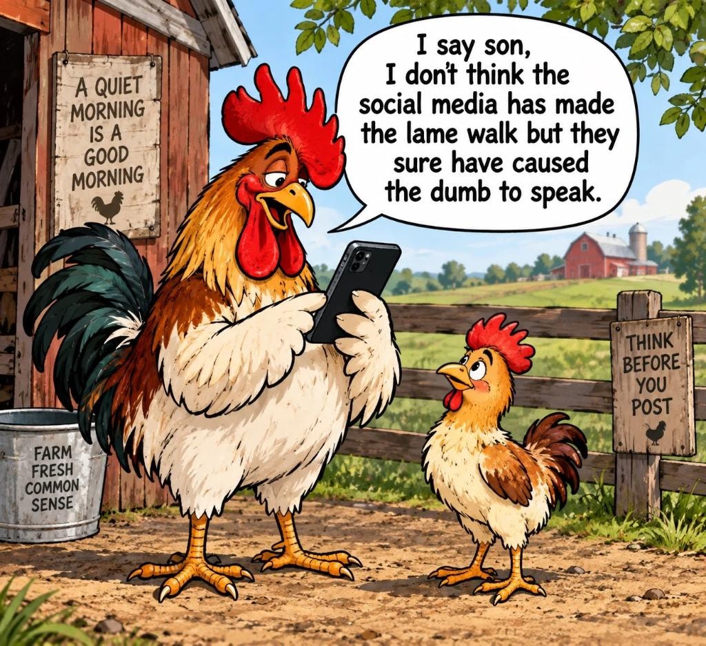 Farm Fresh Common Sense rooster cartoon